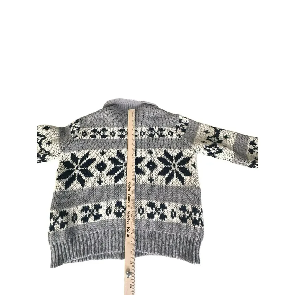 Grey Bandit Full Zip Cardigan Knit Sweater Snowflakes Heavy Women’s Size M - Picture 5 of 11